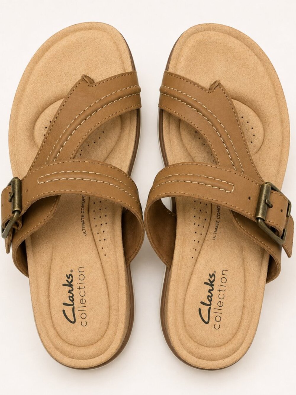 Clarks Collection Brynn Madi Sandals Women’s 6.5 Light Tan Leather Comfort New